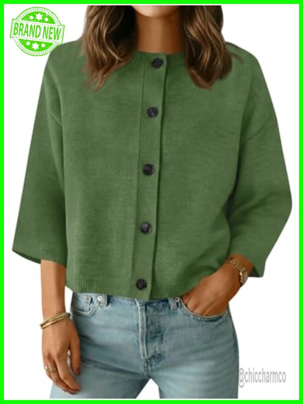 Womens Short Sleeve Button Down Knit Cardigan Sweater Casual Layering Top